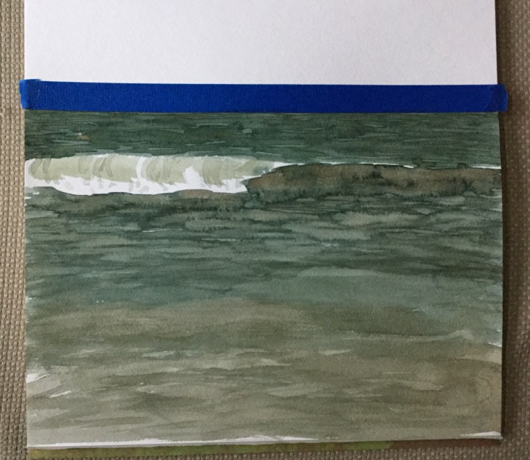 Stages of a watercolor painting. Painting waves by Eileen McKenna