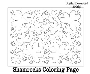 printable shamrocks coloring sheet kids activity St. Patrick's Day