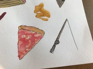 Pizza fishing illustrations