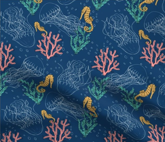 Large Jellyfish fabric | sea life bedroom ideas