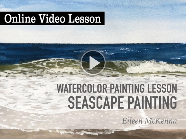 Easy Watercolor Seascape online video lesson for beginners